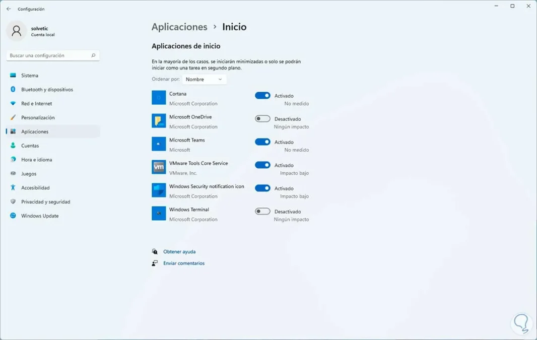 Aplicaciones de Inicio - Windows-11