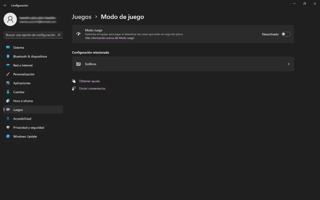 Modo Juego Windows