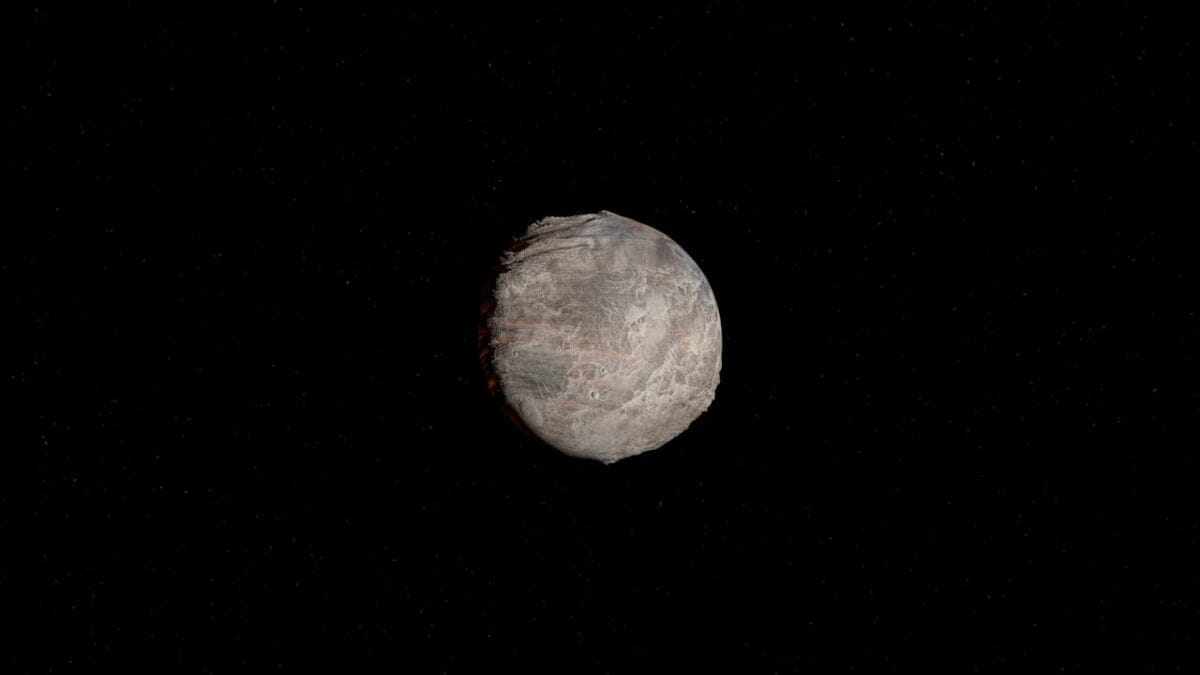 Representación 3D de un planeta rocoso en el espacio profundo