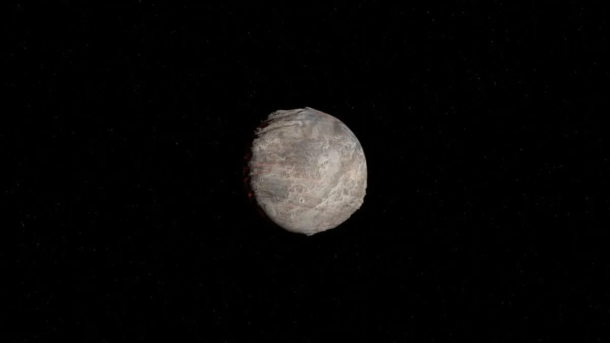 Representación 3D de un planeta rocoso en el espacio profundo